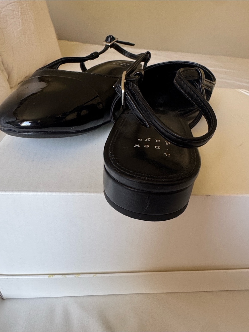 Target Black Patent Cap-Toe Slingback Flats - Picture 8 of 11